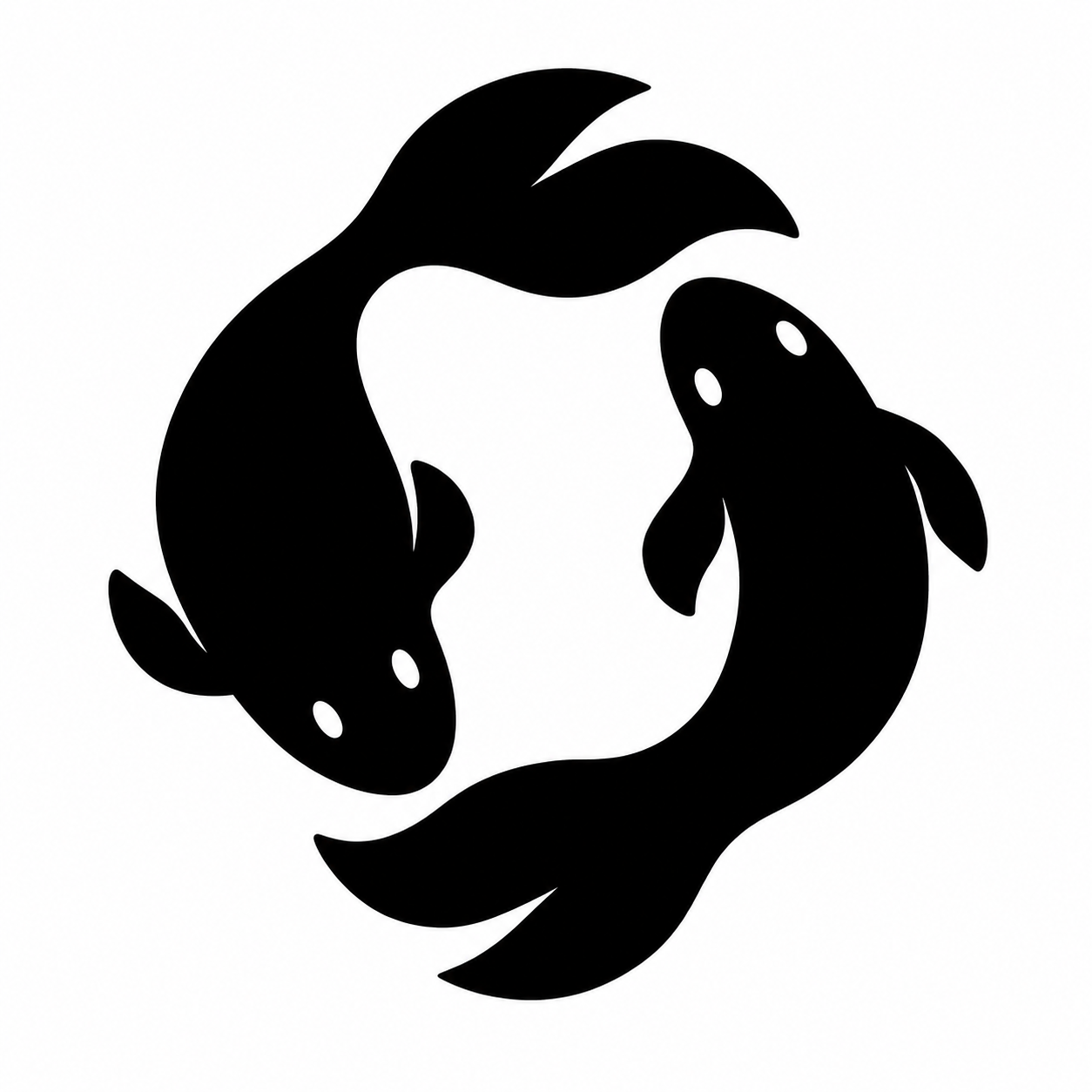 Katara’s two-koi mark in black on a white background